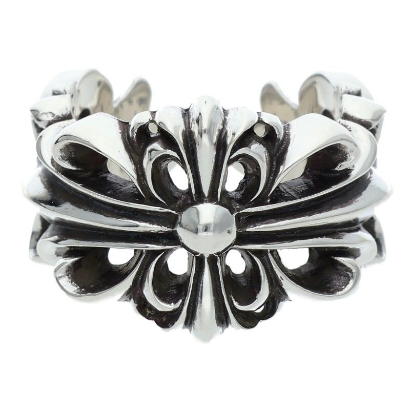 Chrome Hearts DBL FLRL CRS Silver Ring Size ONE SIZE