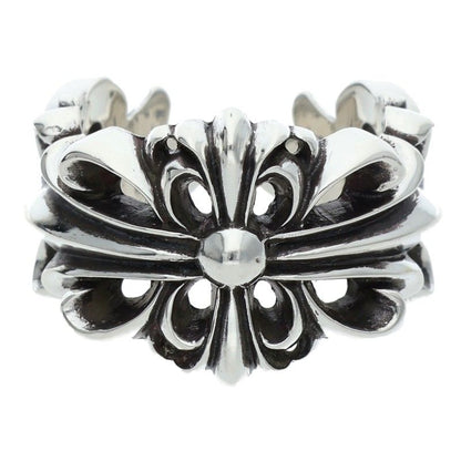 Chrome Hearts DBL FLRL CRS Silver Ring Size ONE SIZE