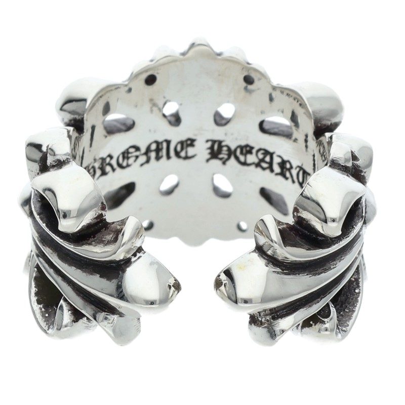 Chrome Hearts DBL FLRL CRS Silver Ring Size ONE SIZE