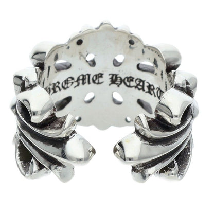 Chrome Hearts DBL FLRL CRS Silver Ring Size ONE SIZE