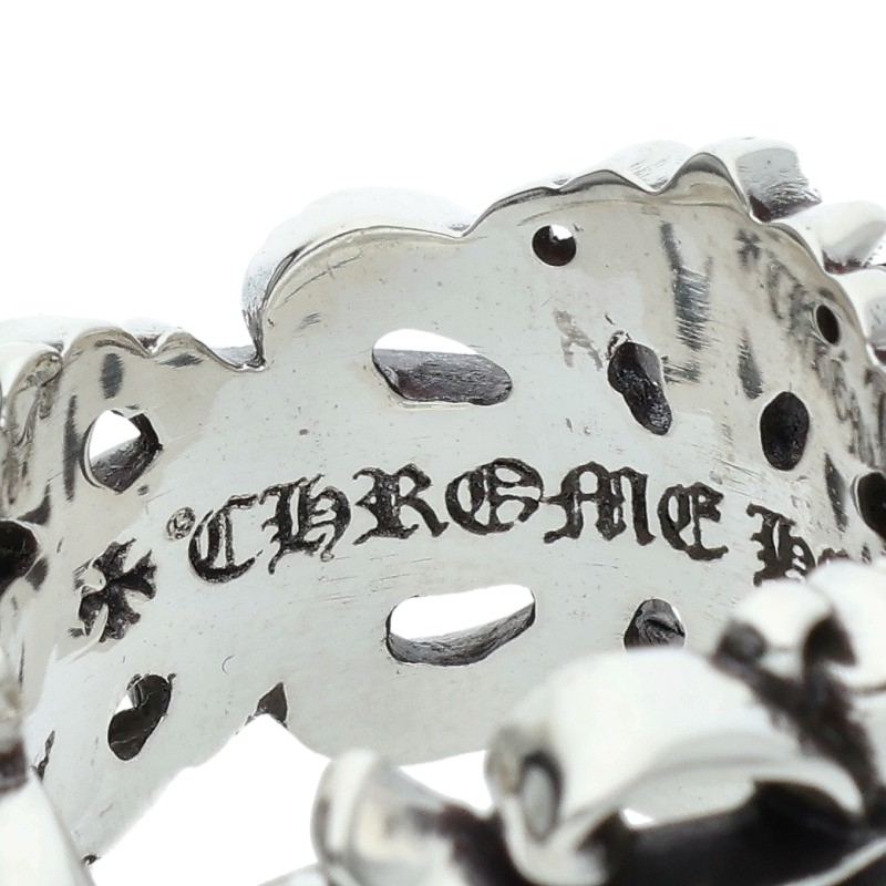 Chrome Hearts DBL FLRL CRS Silver Ring Size ONE SIZE