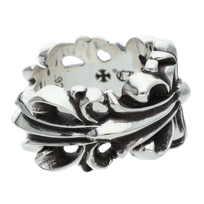 Chrome Hearts DBL FLRL CRS Silver Ring Size ONE SIZE