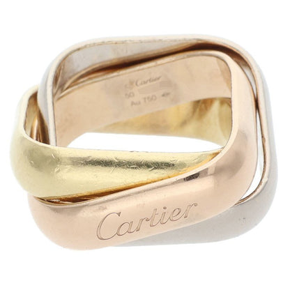Cartier Trinity Cushion Large 18K YG PG WG Ring Size 50