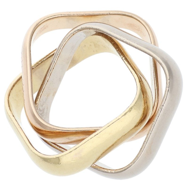 Cartier Trinity Cushion Large 18K YG PG WG Ring Size 50