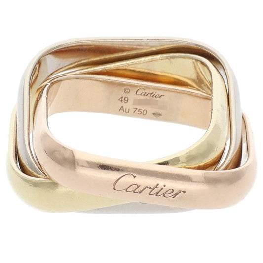 Cartier Trinity Cushion Classic 18K YG PG WG Ring Size 49