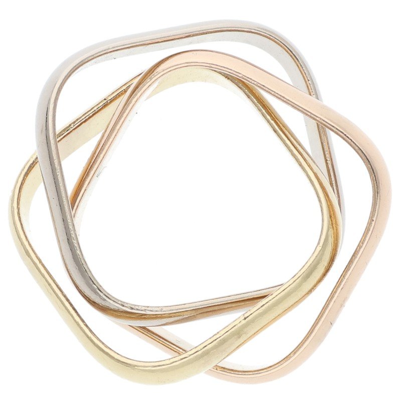 Cartier Trinity Cushion Classic 18K YG PG WG Ring Size 49