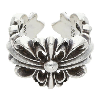 Chrome Hearts DBL FLRL CRS Silver Ring Size ONE SIZE