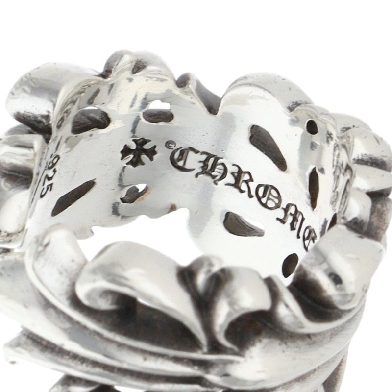 Chrome Hearts DBL FLRL CRS Silver Ring Size ONE SIZE