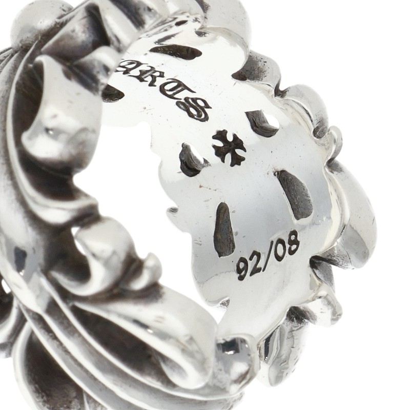 Chrome Hearts DBL FLRL CRS Silver Ring Size ONE SIZE