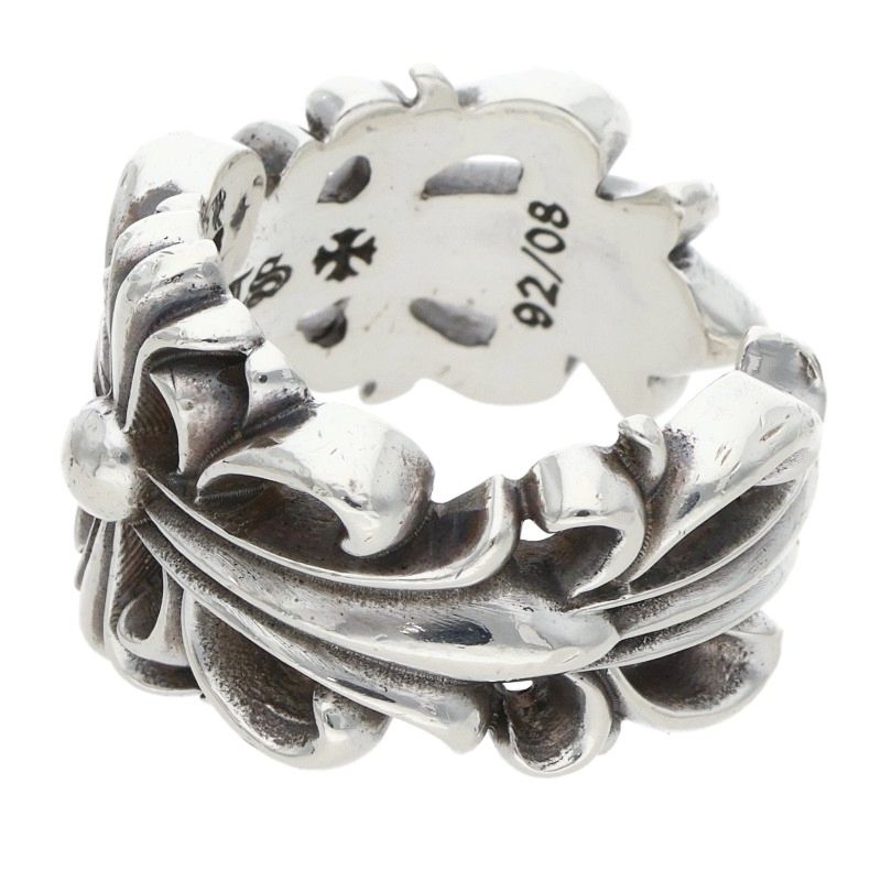 Chrome Hearts DBL FLRL CRS Silver Ring Size ONE SIZE