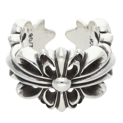 Chrome Hearts DBL FLRL CRS Silver Ring Size ONE SIZE