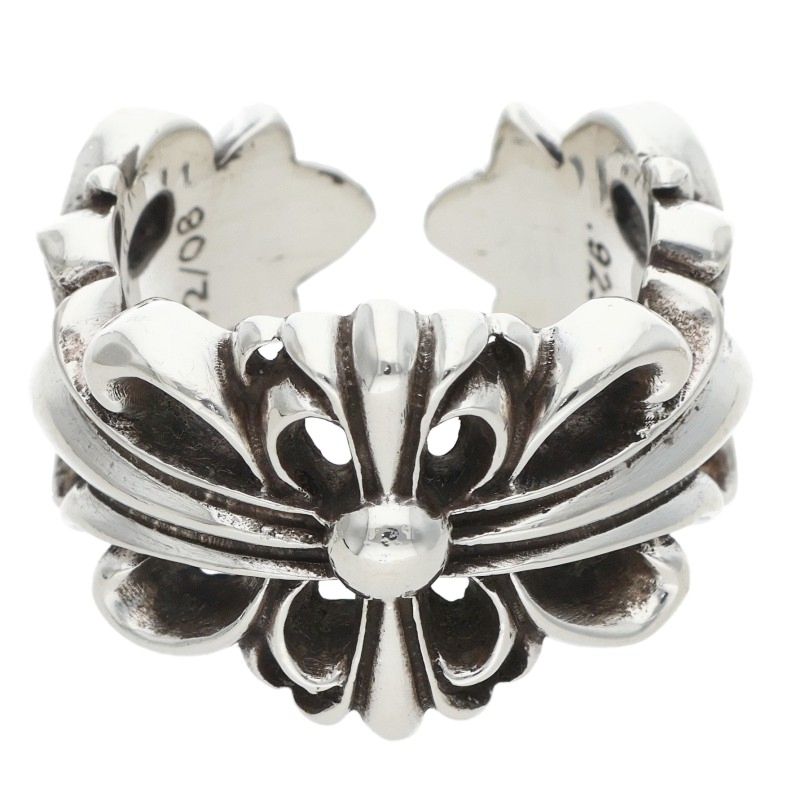 Chrome Hearts DBL FLRL CRS Silver Ring Size ONE SIZE