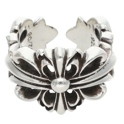 Chrome Hearts DBL FLRL CRS Silver Ring Size ONE SIZE