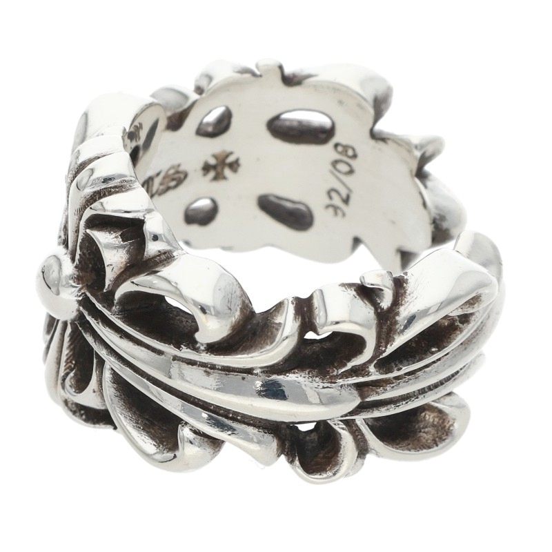 Chrome Hearts DBL FLRL CRS Silver Ring Size ONE SIZE