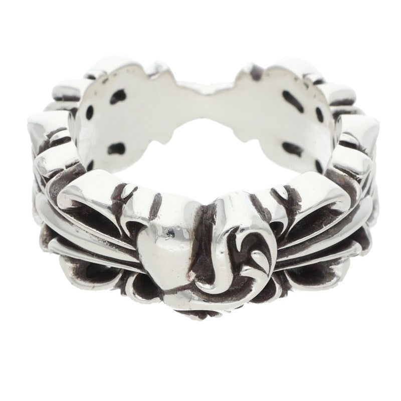 Chrome Hearts DBL FLORAL CRS HEART Silver Ring Size 26.5