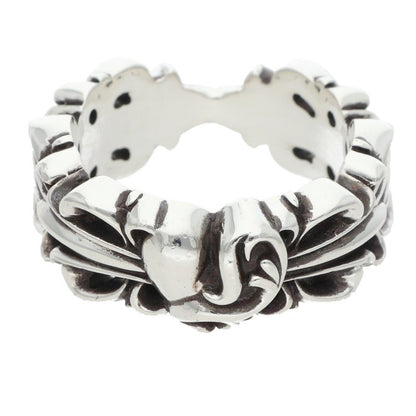 Chrome Hearts DBL FLORAL CRS HEART Silver Ring Size 26.5