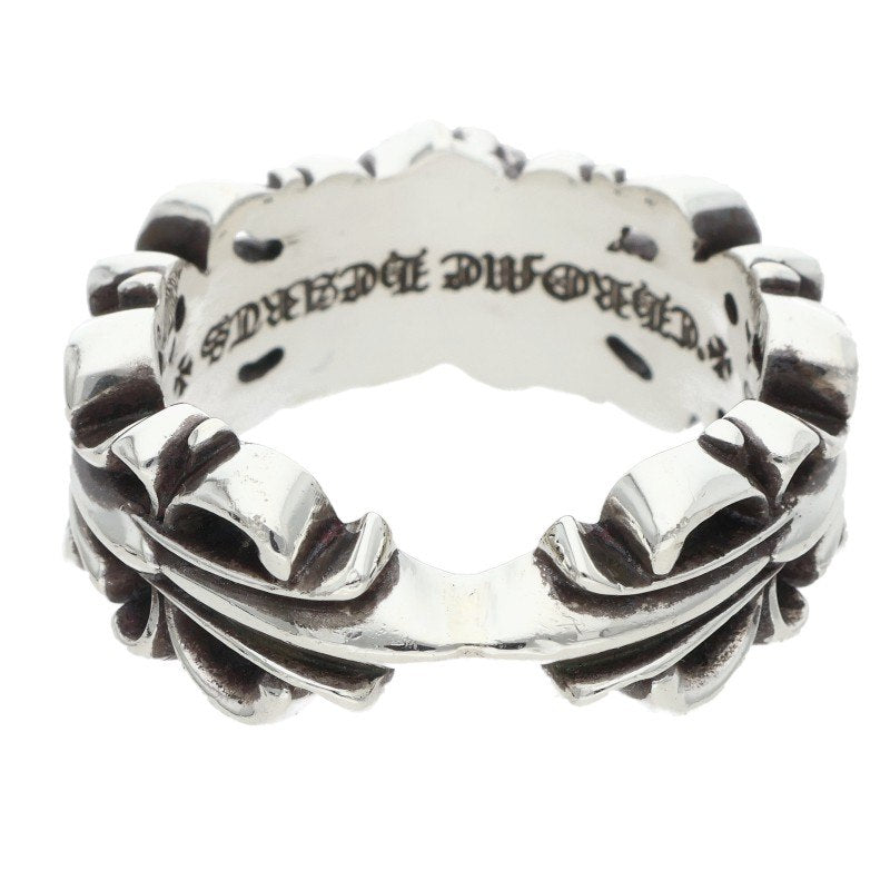Chrome Hearts DBL FLORAL CRS HEART Silver Ring Size 26.5