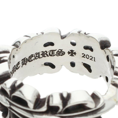 Chrome Hearts DBL FLORAL CRS HEART Silver Ring Size 26.5