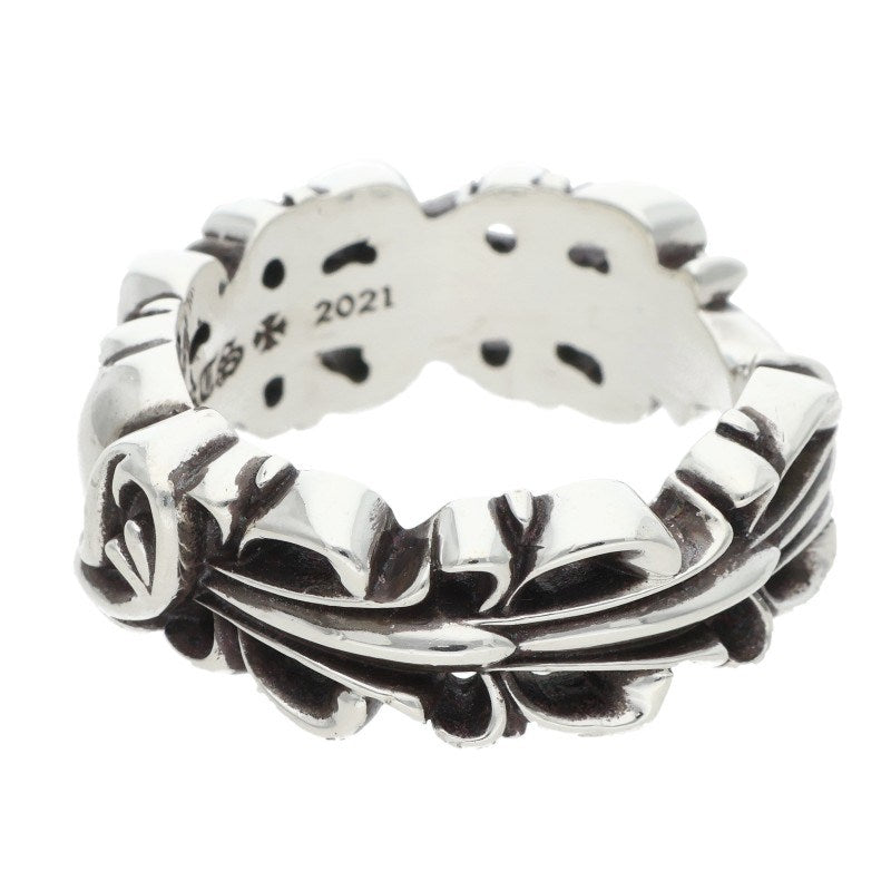 Chrome Hearts DBL FLORAL CRS HEART Silver Ring Size 26.5