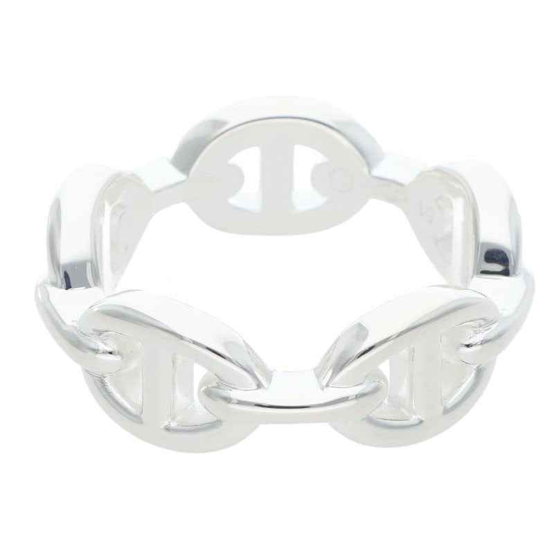 HERMES Chaine d'Ancre Enchainee PM Silver Ring Size 51