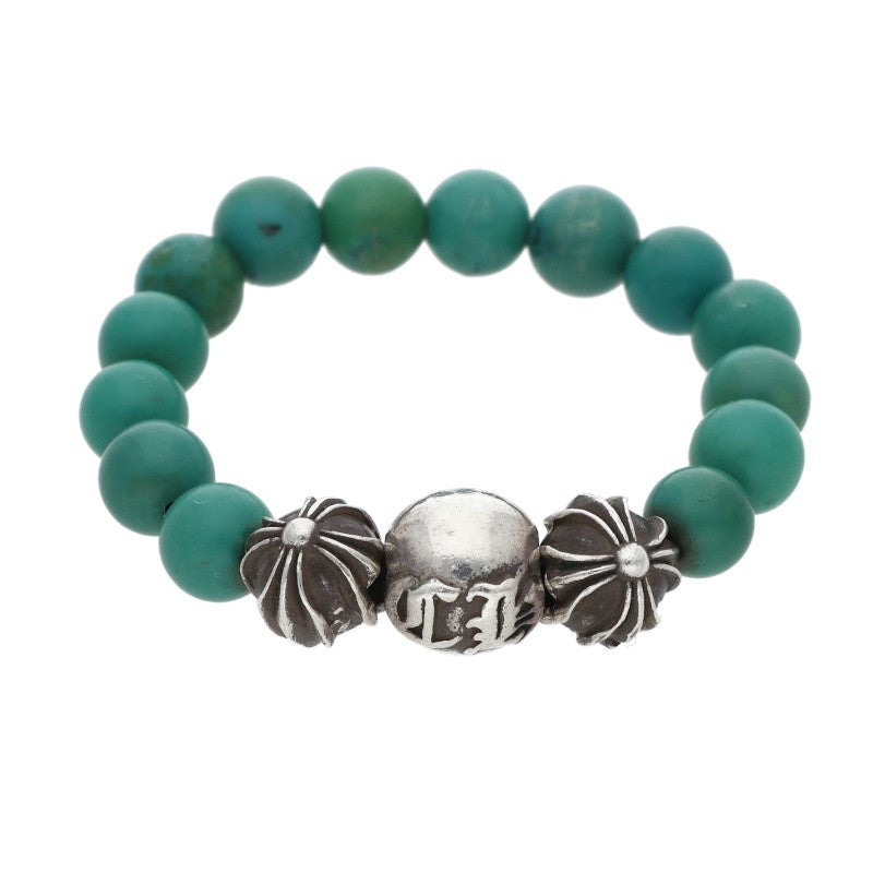 Chrome Hearts BEAD RING Green Silver Ring Size JP 20