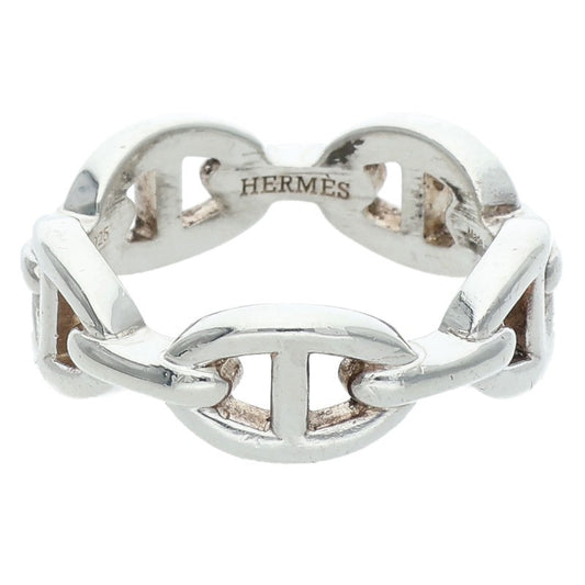 HERMES Chaine d'Ancre Enchainee PM Silver Ring Size 59