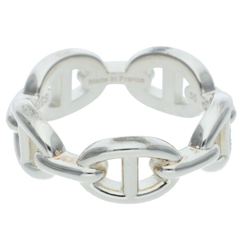 HERMES Chaine d'Ancre Enchainee PM Silver Ring Size 55