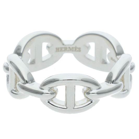 HERMES Chaine d'Ancre Enchainee PM Silver Ring Size 54