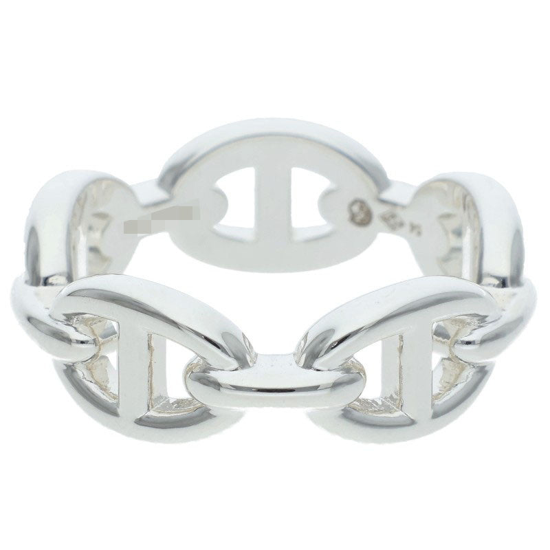 HERMES Chaine d'Ancre Enchainee PM Silver Ring Size 54