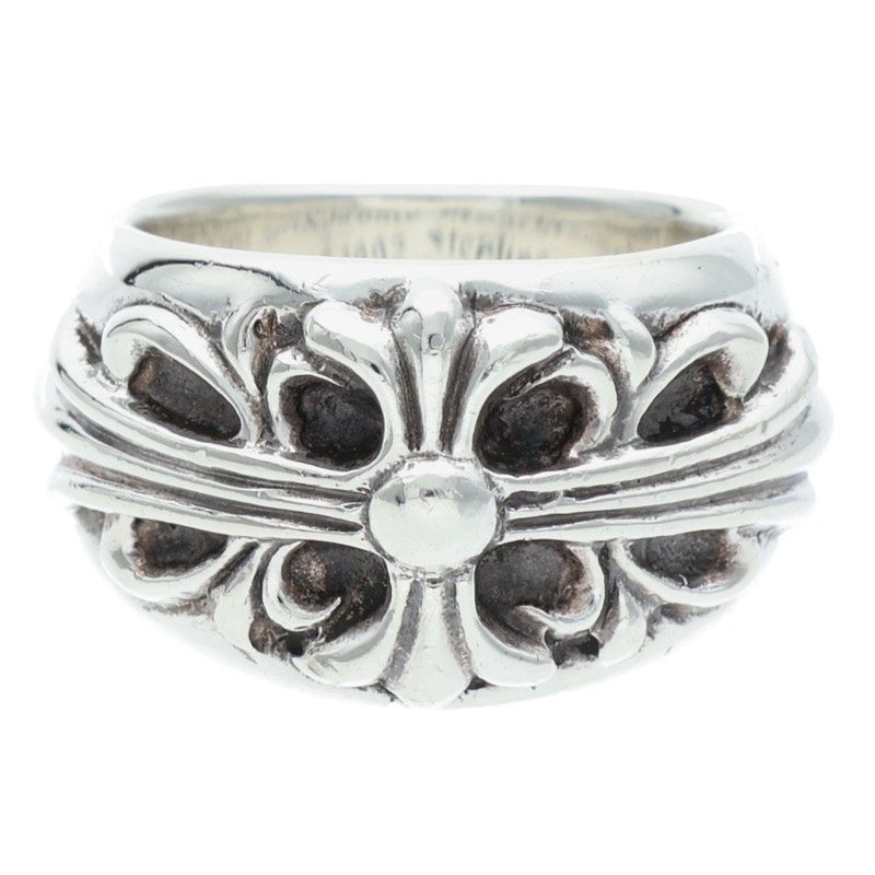 Chrome Hearts FLRL CRS Floral Cross Silver Ring Size JP 11.5