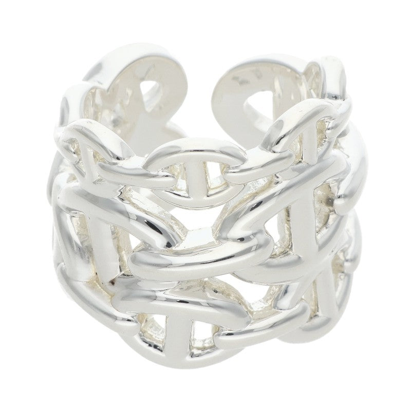 HERMES Chaine d'Ancre Enchainee GM Silver Ring Size JP 9