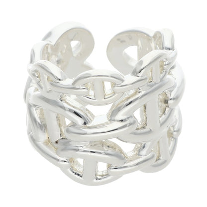 HERMES Chaine d'Ancre Enchainee GM Silver Ring Size JP 9