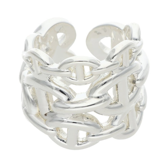 HERMES Chaine d'Ancre Enchainee GM Silver Ring Size 49