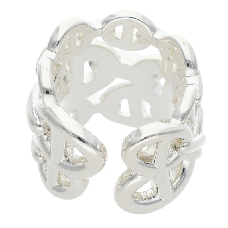 HERMES Chaine d'Ancre Enchainee GM Silver Ring Size JP 9