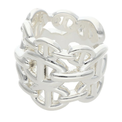 HERMES Chaine d'Ancre Enchainee GM Silver Ring Size JP 9