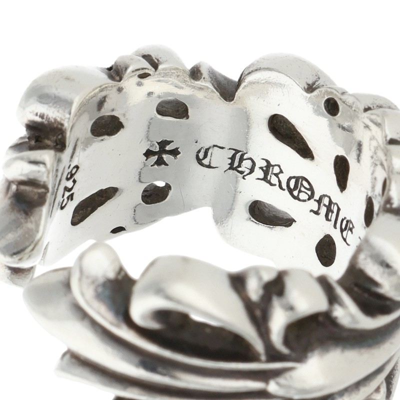 Chrome Hearts DBL FLRL CRS Silver Ring Size JP 11