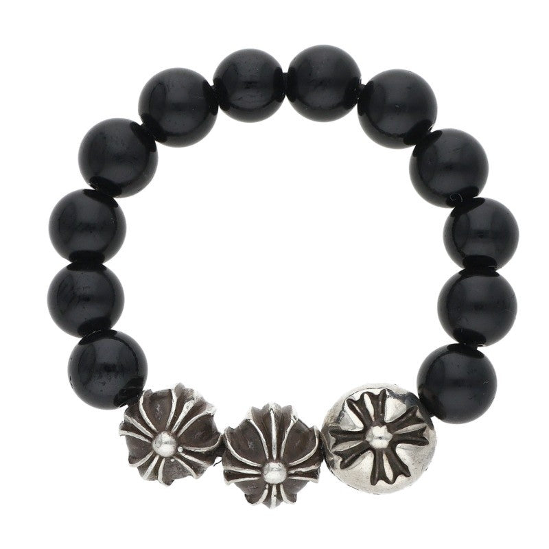 Chrome Hearts BEAD RING Silver Black Bead Ring Size JP 13