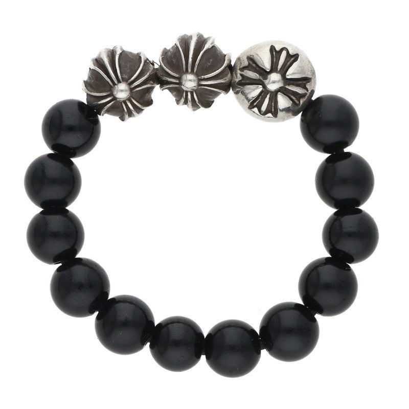 Chrome Hearts BEAD RING Silver Black Bead Ring Size JP 13