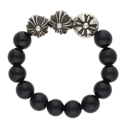 Chrome Hearts BEAD RING Silver Black Bead Ring Size JP 13