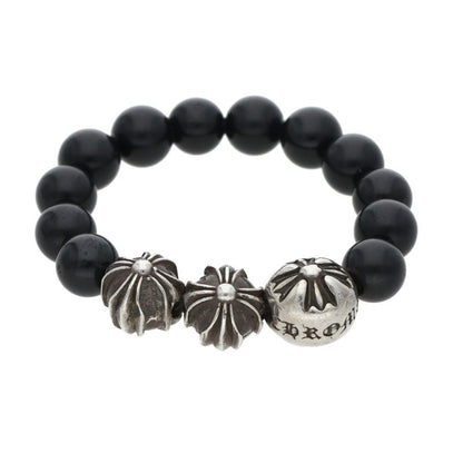 Chrome Hearts BEAD RING Silver Black Bead Ring Size JP 13