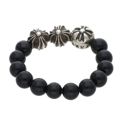 Chrome Hearts BEAD RING Silver Black Bead Ring Size JP 13