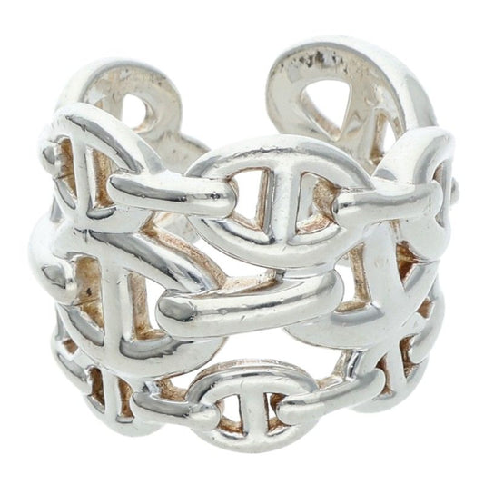 HERMES Chaine d'Ancre Enchainee GM Silver Ring Size 54