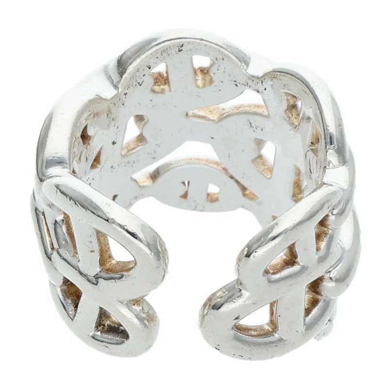 HERMES Chaine d'Ancre Enchainee GM Silver Ring Size 54