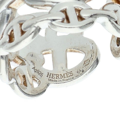HERMES Chaine d'Ancre Enchainee GM Silver Ring Size 54