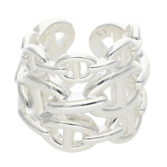 HERMES Chaine d'Ancre Enchainee GM Silver Ring Size 49