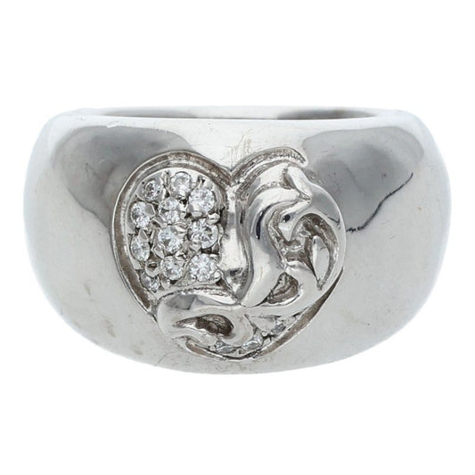Chrome Hearts 18K Heart In Band Diamond Ring Size ONE SIZE