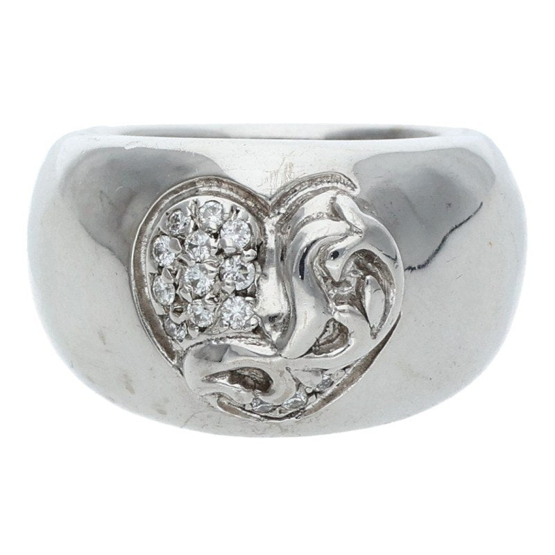 Chrome Hearts 18K Heart In Band Diamond Ring Size ONE SIZE