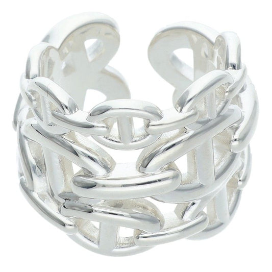 HERMES Chaine d'Ancre Enchainee GM Silver Ring Size 54