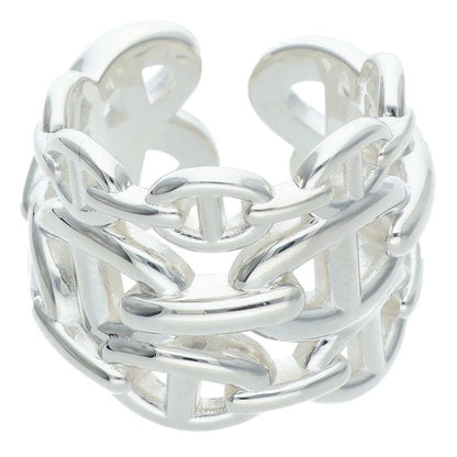HERMES Chaine d'Ancre Enchainee GM Silver Ring Size 54