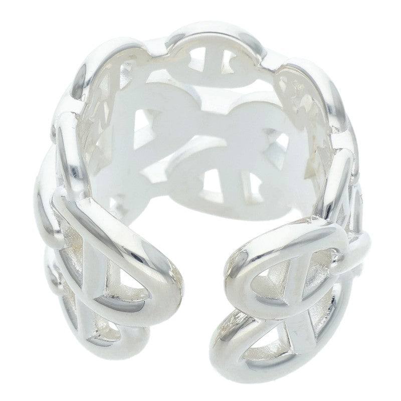 HERMES Chaine d'Ancre Enchainee GM Silver Ring Size 54